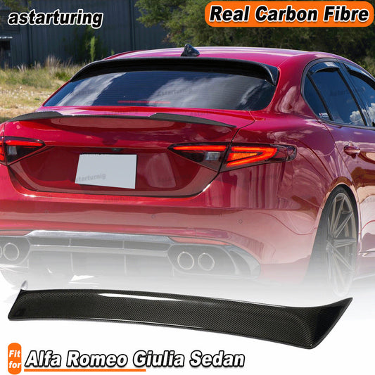 for Alfa Romeo Giulia Sedan 2017-2021 REAL CARBON Rear Roof Spoiler Window Wing