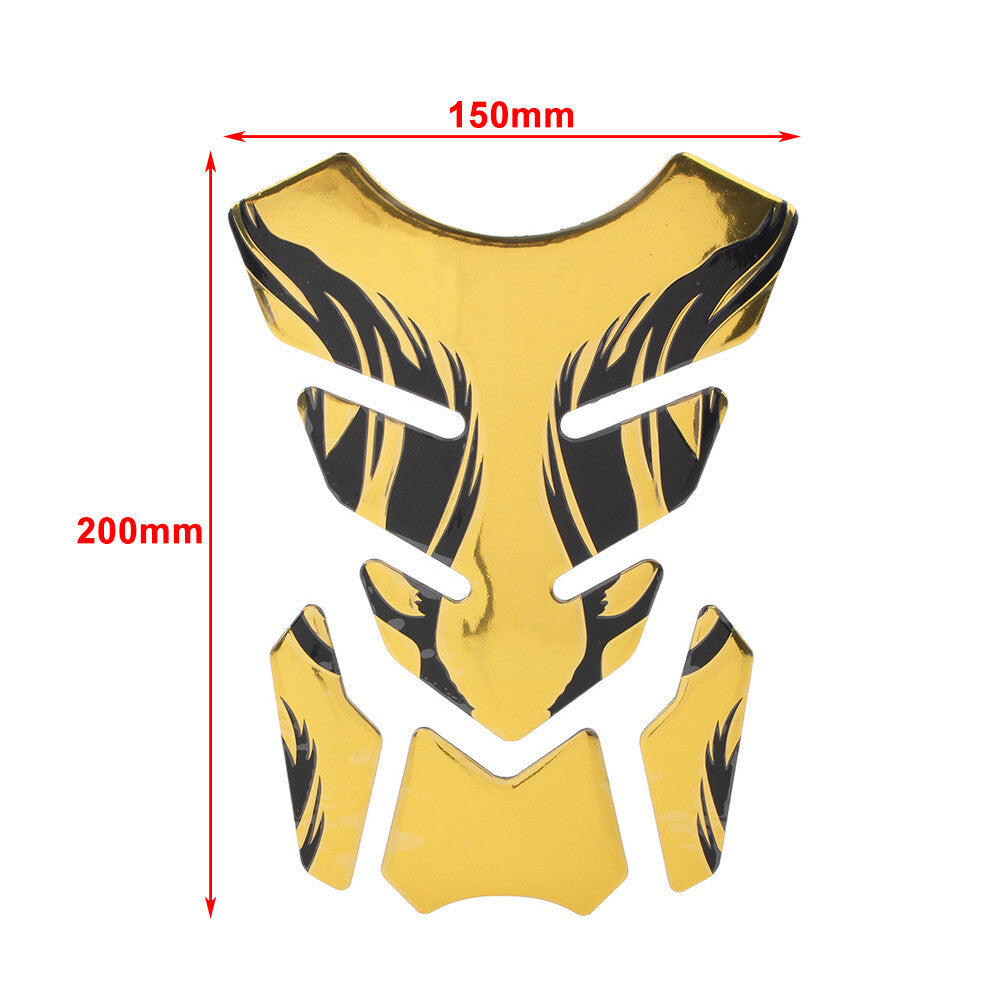 Motorcycle Gold Tank Pad Gel Oil Gas Fuel Tank Protector Fishbone Decal Sticker
