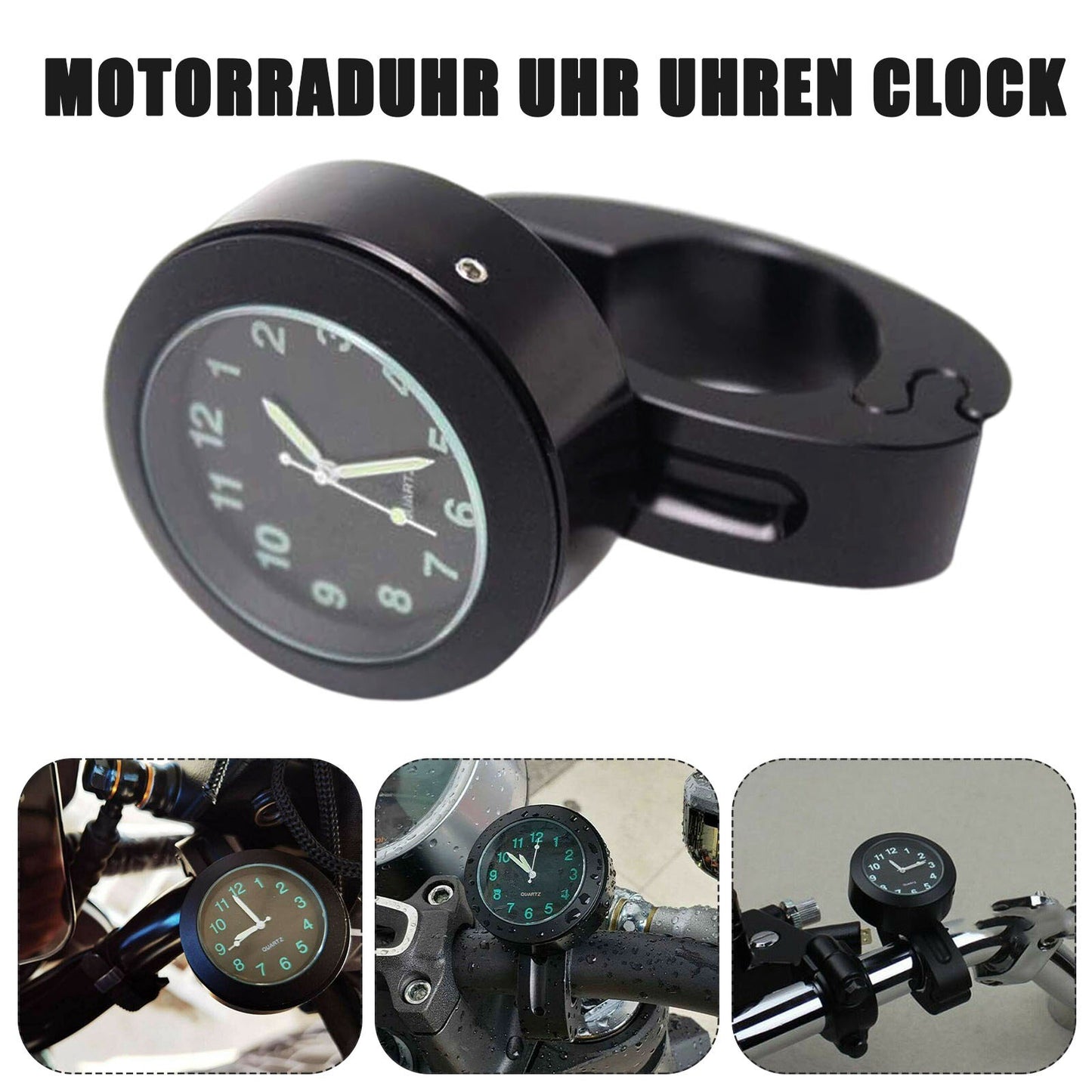 Motorcycle universal 7/8 inch 1 inch cruiser handlebar bar mount clock watch waterproof Q