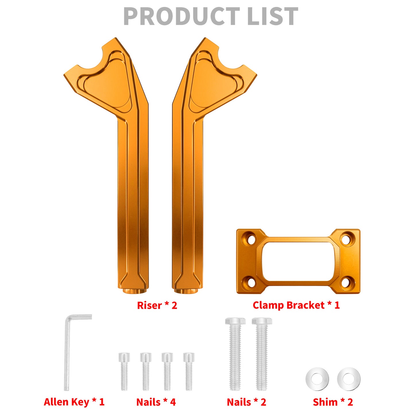 1 Handlebar 10 Gold Riser Clamp Kit for Harley Softail Street Bob Low Rider ST