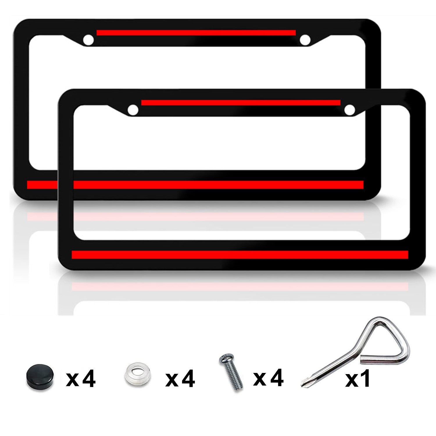 2-piece metal red thread for Altima Rogue car license plate frame label cover - n