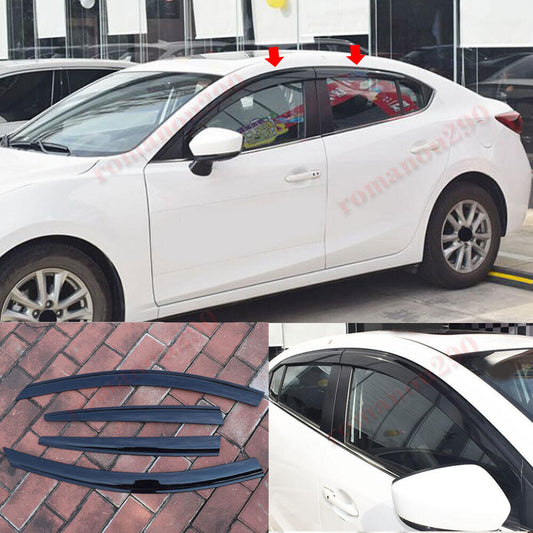 for Mazda 3 Sedan 2014-18 Smoke Window Wind Visors Sun Rain Guard Vent Deflector