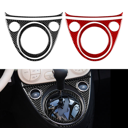 Carbon Fiber Central Console Gear Shift Panel Cover Trim for Fiat 500 2012-2015
