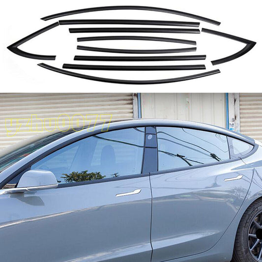 10For 2018-22 Model 3 Matte Black Side Window Molding Strips Cover Trim B n