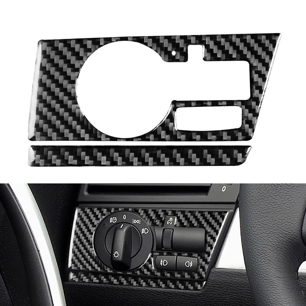 Carbon Fiber Interior Headlight Switch Button Panel Cover for BMW X3 E83 2004-10