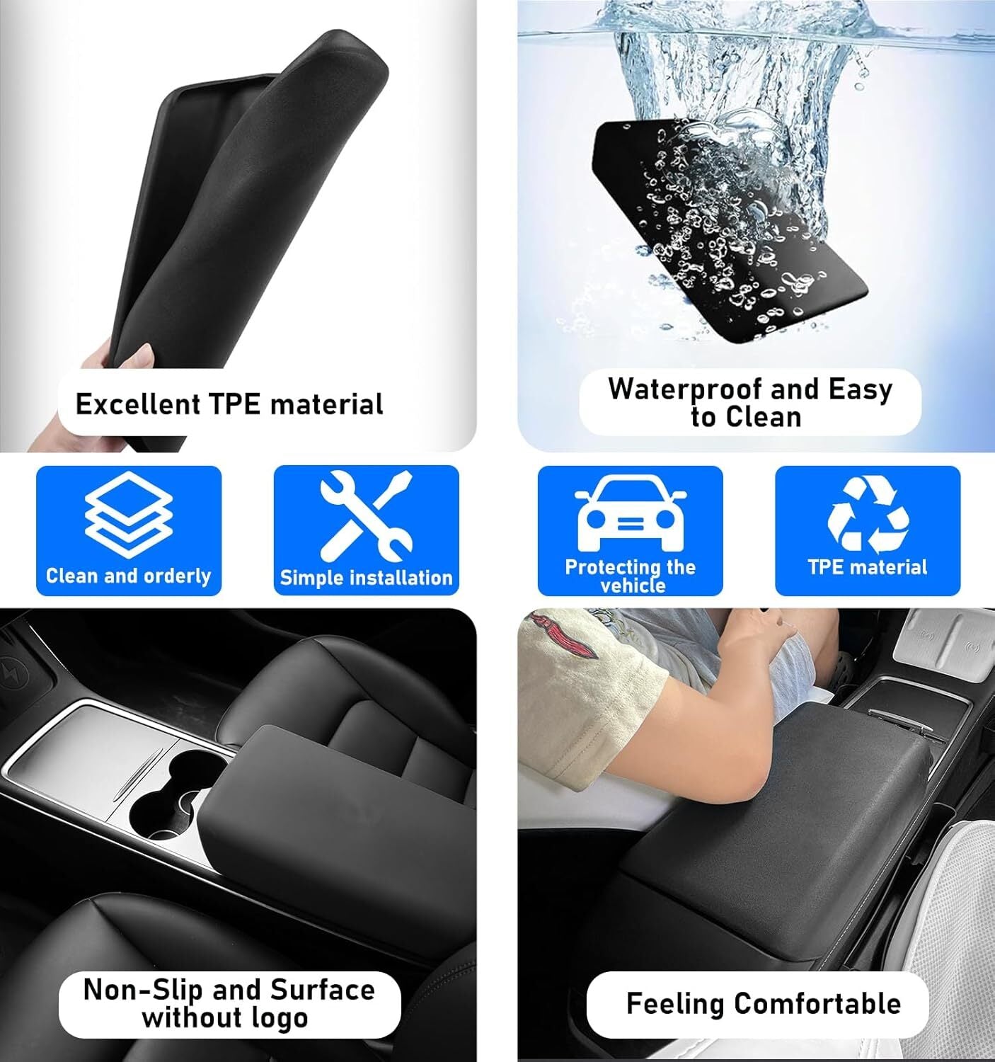 TPE fits 2016-2024 Model 3 Y center console cover and armrest cover accessories. n