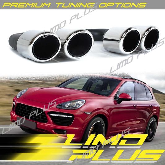 Chrome Muffler Tailpipe Exhaust Tips for Porsche for Cayenne 958.1 V6 Long 2011-2014 Q