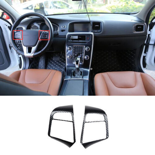 for Volvo S60 V60 2012-2018 ABS Carbon Steering Wheel Button Cover Trim 2pcs n