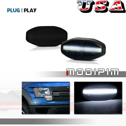 White LED SMOKED front fender light marking light is suitable for 10-14 F150 SVT - v