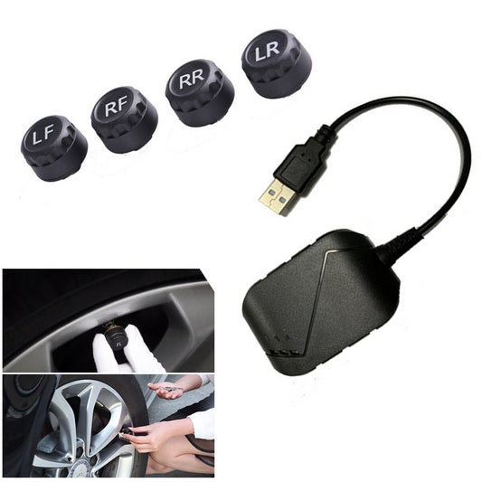 USB Android TPMS External Sensor Car Tire Pressure Monitoring Alarm System Kit Q