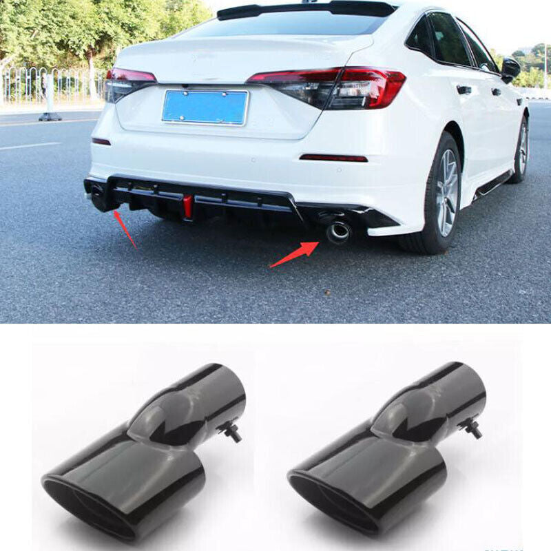 for HONDA for CIVIC 2022-2024 2pc Rear Tail Exhaust Pipe Muffler Tips Black Titanium