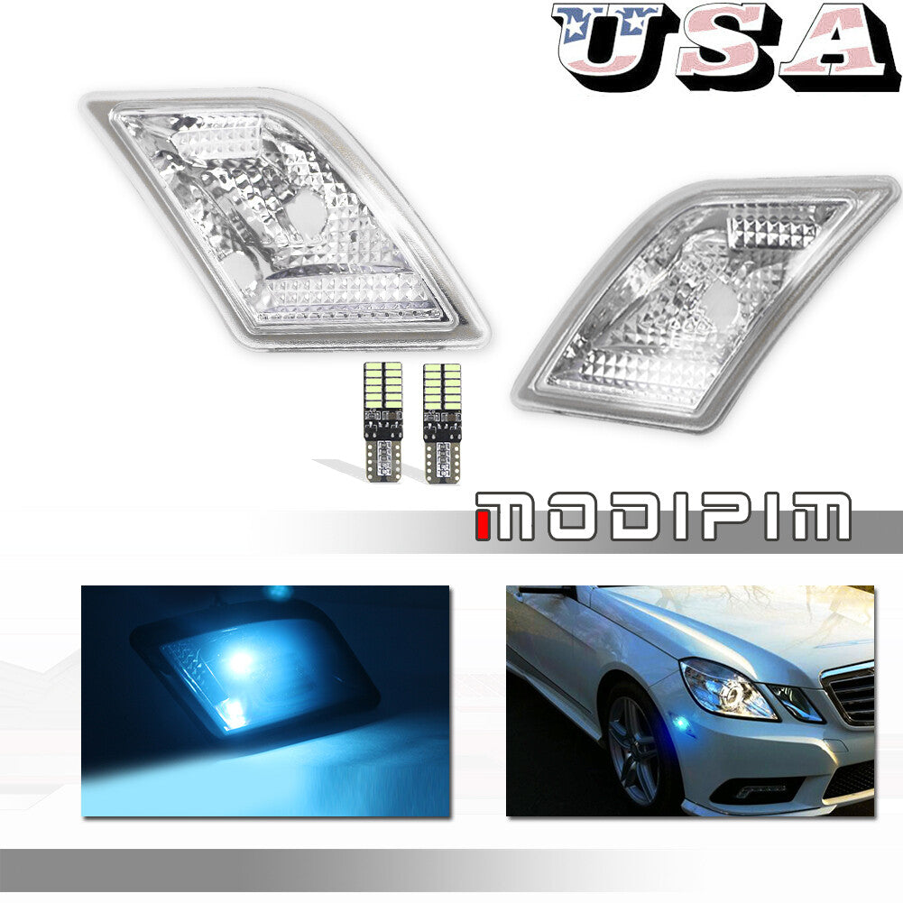 No Error Ice Blue LED Clear Side Marker Light for 2008 - 11 for Benz C250 C300 C350 - v