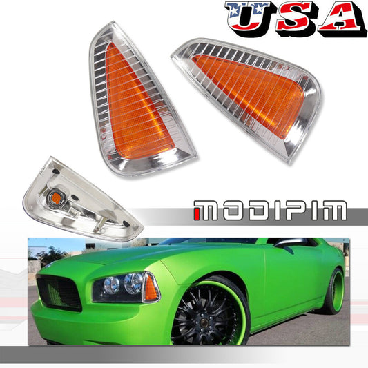 Amber Fit 2006 - 2010 for Dodge Charger Bumper Corner Signal Lights Side Marker Lights - v