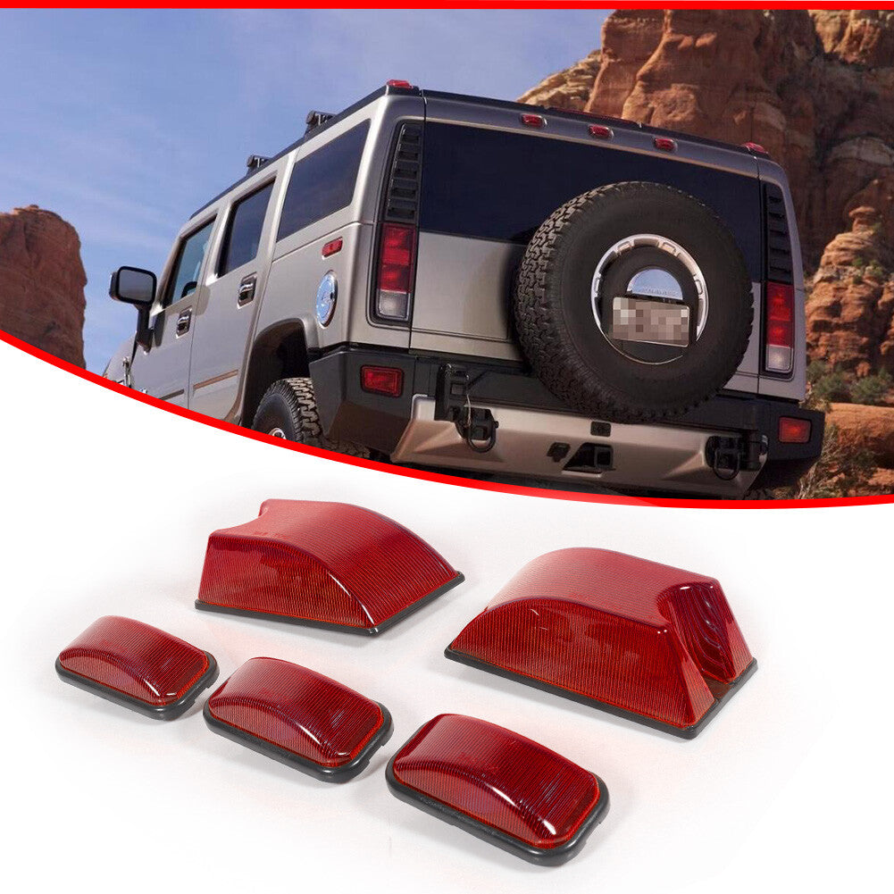 5 Pack Red Top Roof Running Light Housing for 2003-2009 for Hummer H2 SUT SUV - v