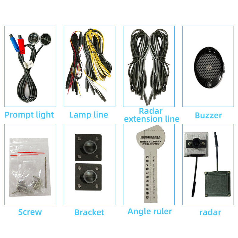 12-volt blind spot sensor radar monitoring system for car lane changing drive assist - n