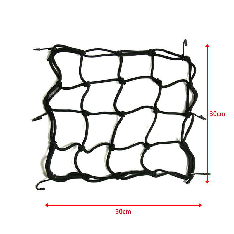30*30CM Motorcycle Elasticated Luggage Cargo Net Strong Webbing Straps Tie Black Q