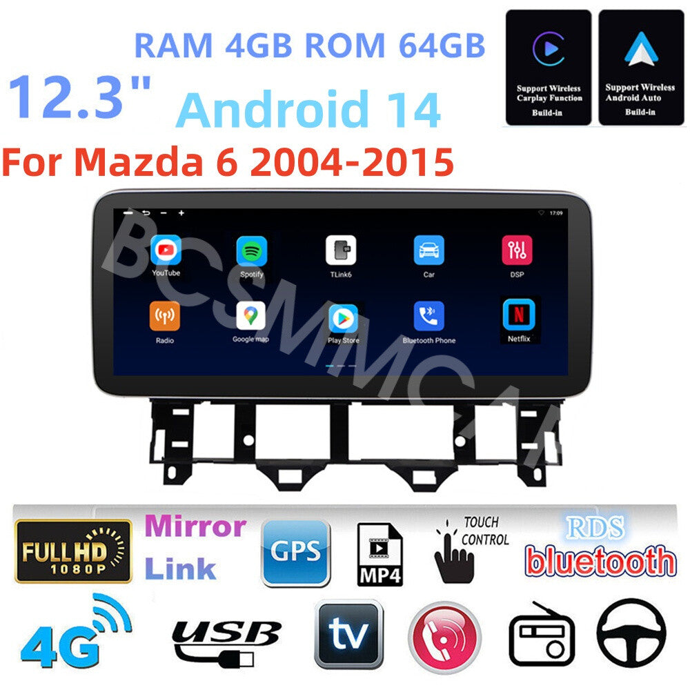 Car MP5 Player Bluetooth Touch Screen Stereo Radio GPS Fit for Mazda 6 2004-2015