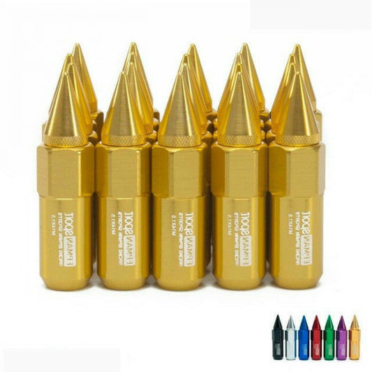 A set Spiked Extended Tuner 60mm Lug Nuts Wheels / Rims M14X1.5 Aluminum Gold n