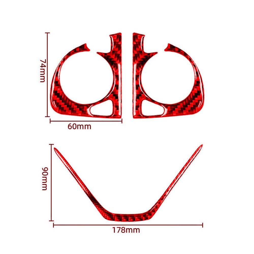3x Red Carbon Fiber Steering Wheel Button Trim for Honda CRV/CR-V 2012-2016 New n