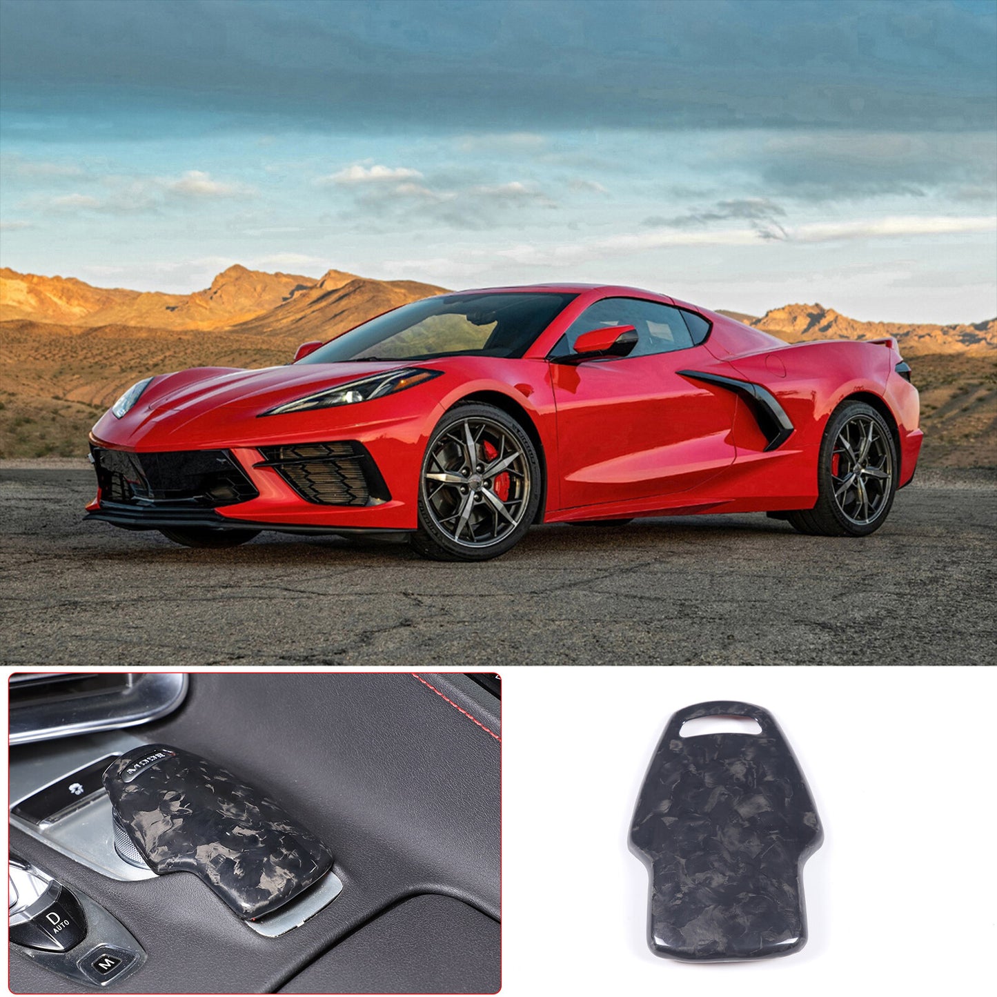 ABS smoked black rear taillight cover decoration suitable for Corvette C7 2014-2019- v