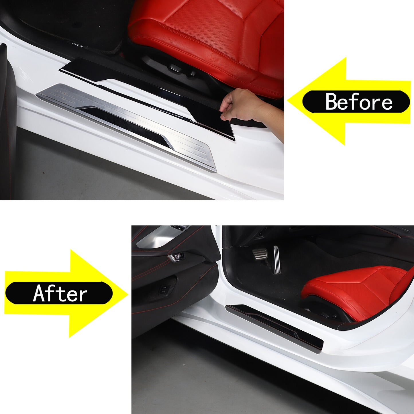 Door panel wear and window sill protection sleeve, black, suitable for Corvette C8 2020-2024. n