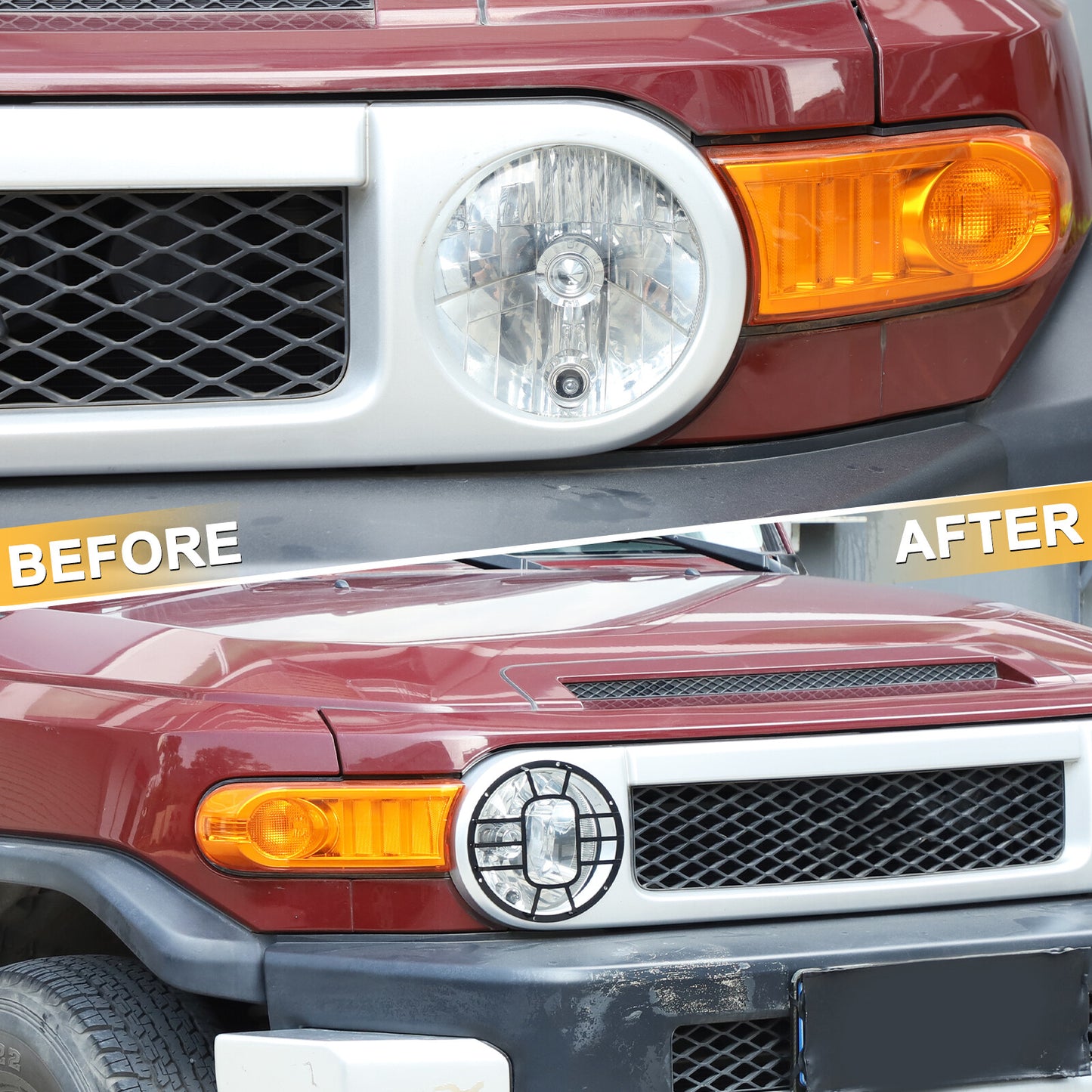FJ Cruiser 2007-14 Steel Headlight Protector Grille Trim - n