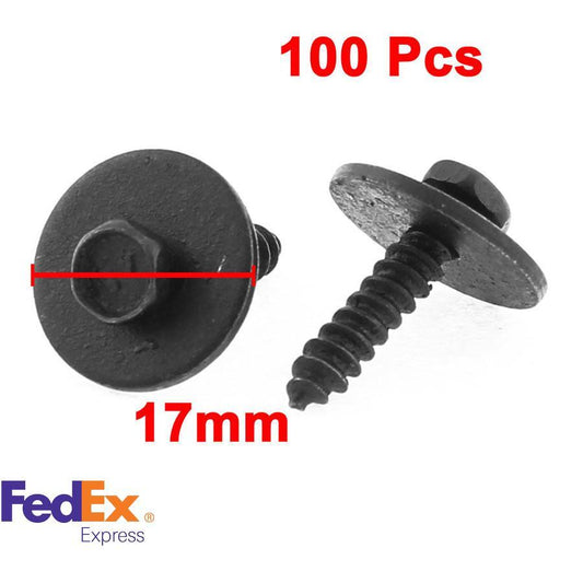 100PCS Black Hex Metal Car Screw Body Fender Bumper Retainer Clips 4.2-1.41x22mm
