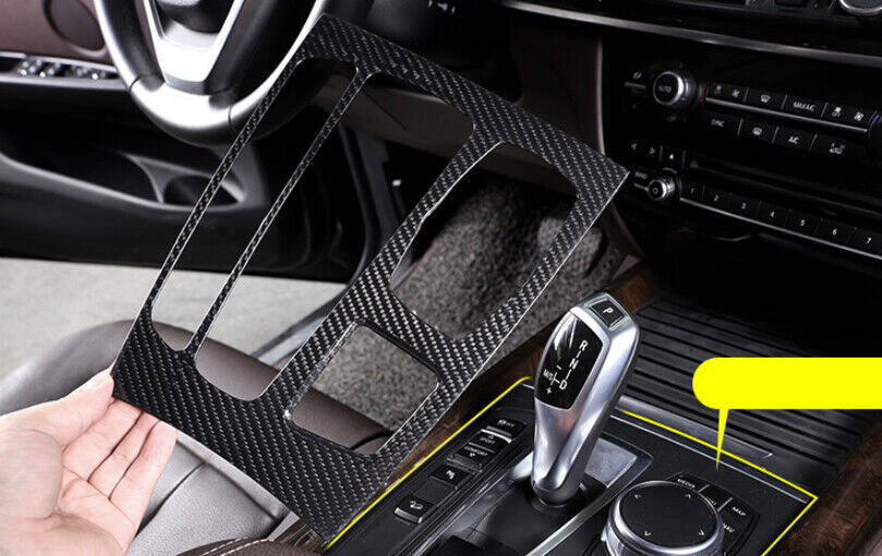 for BMW X5 X6 2014-2018 Real Carbon Fiber Console Gear Shift Frame Cover Trim 1P