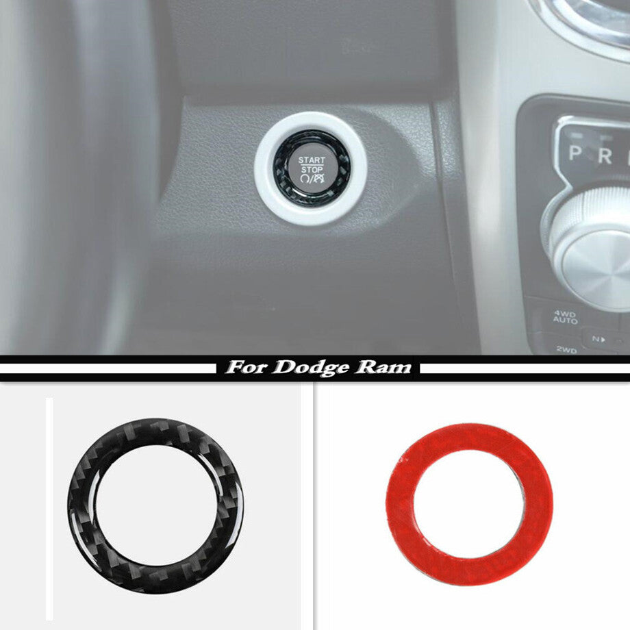 Carbon Engine Start Stop Button Ring Trim Accessories for Dodge for RAM 1500 11-2024 v
