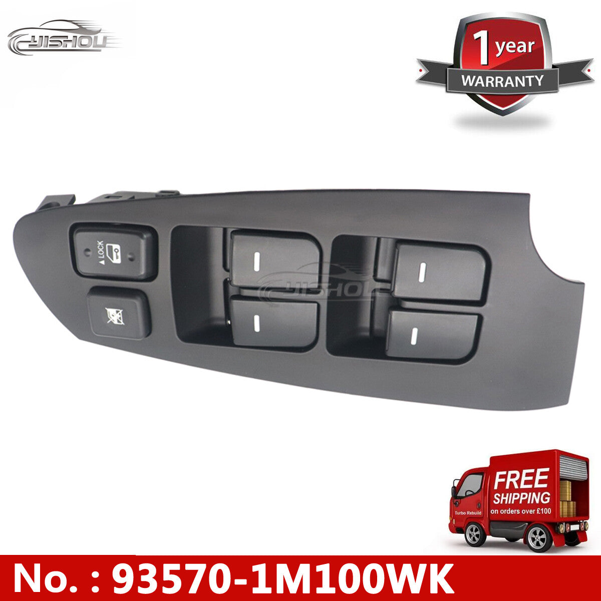 The left side of the power window master switch is suitable for Hyundai for Kia 2009-2013 Forte 93570-1M100WK