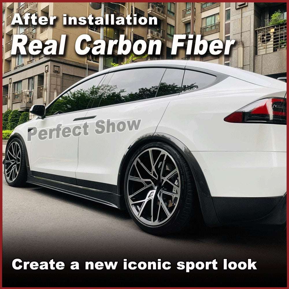 for Tesla Model X 2016-21 REAL Carbon Wheel Eyebrow Arch Trim Fender Flares 6PCS