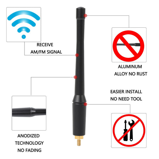 Short 6 inch Off-road Antenna for Jeep Gladiator JT Replacement Parts 2020-2024