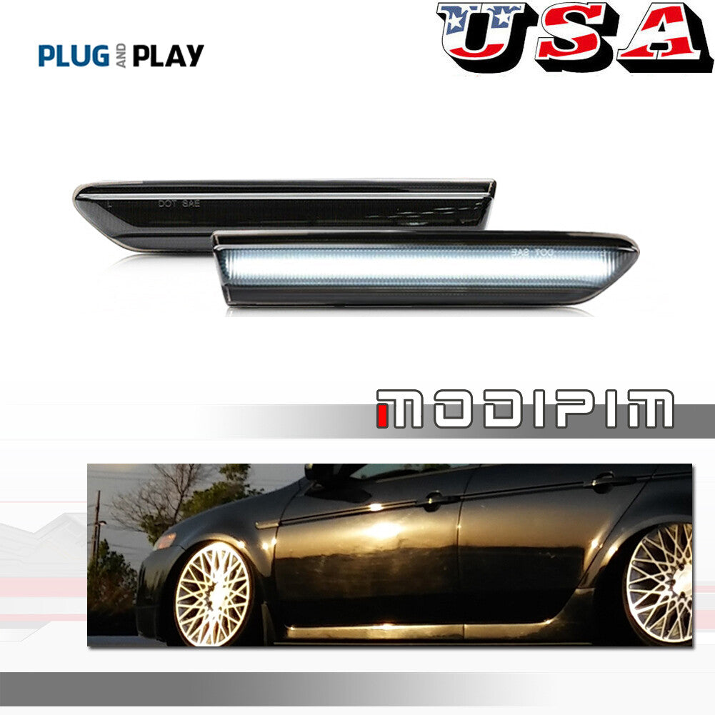 1 pair of smoked white LED front marker indicator lights suitable for 2004-2005 for Acura TL- v