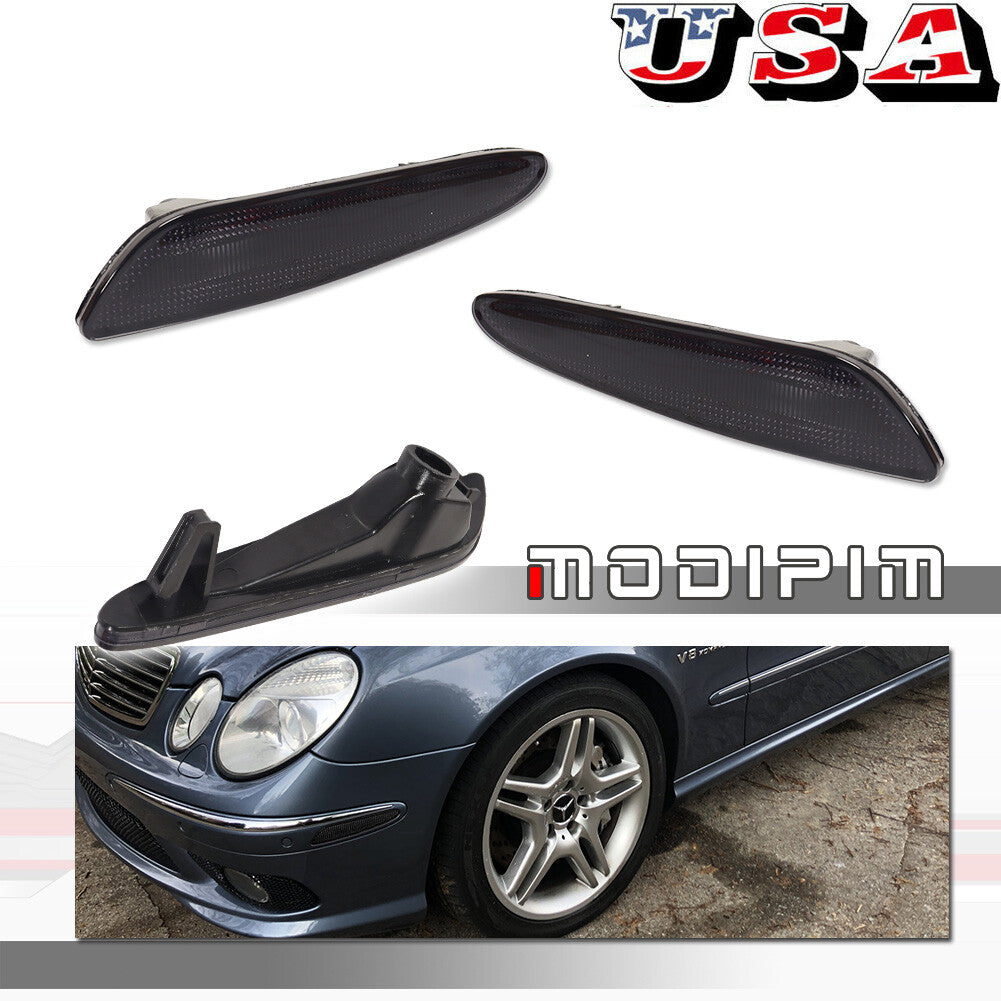 2pcs Smoke Front Fender Side Marker Light Housing for 03-06 for E-Class - v