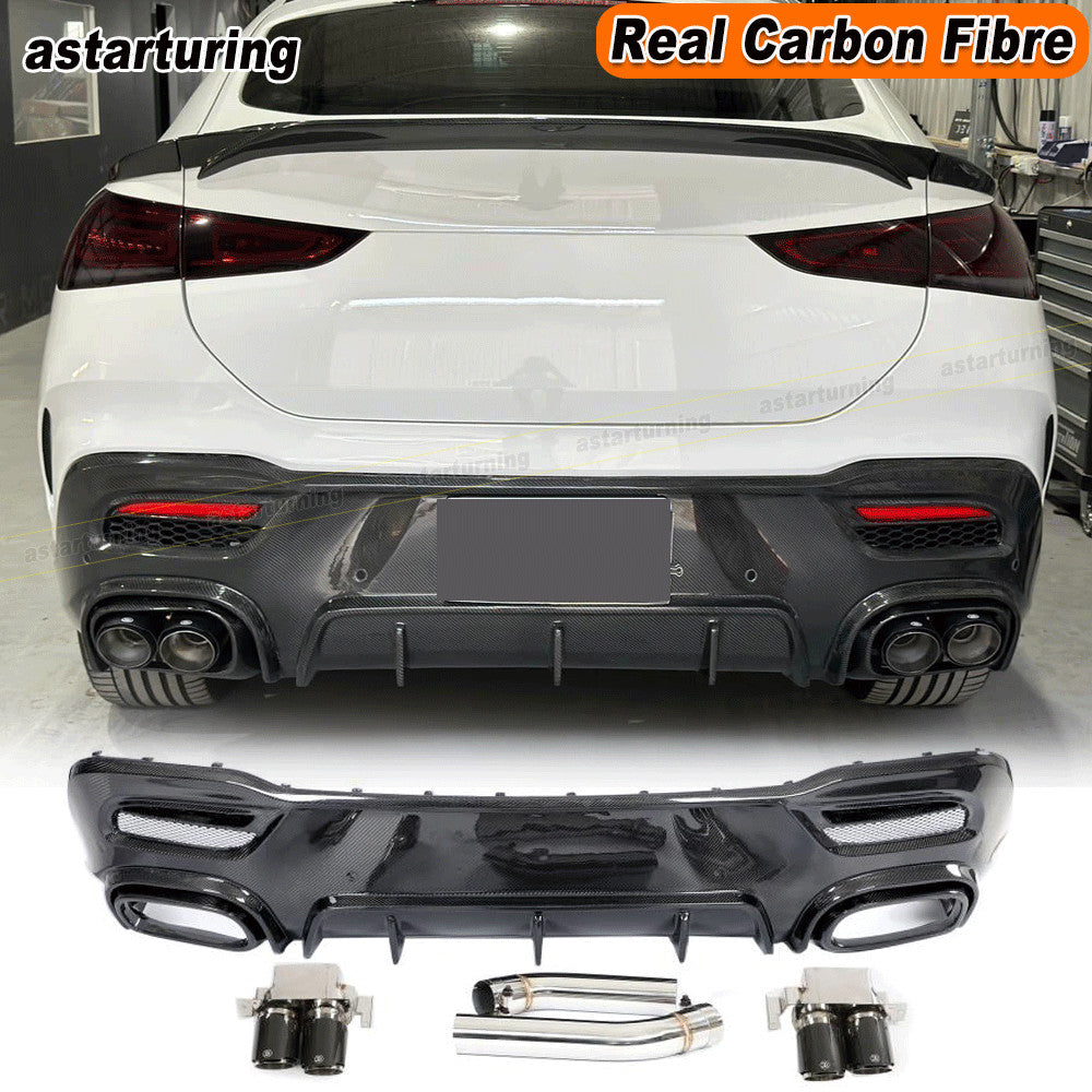 for Benz W167 GLE450 GLE53 GLE63 2020-2023 REAL CARBON Rear Bumper Diffuser Lip
