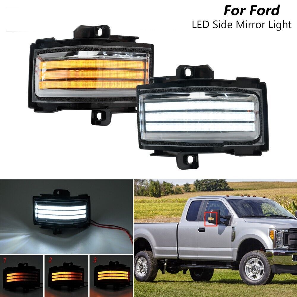 Switchback LED side mirror lights are suitable for 17-23 for Ford Super Duty F250 F350 F450 F550