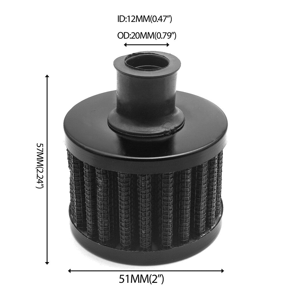 12mm Cold Air Intake Filter Car Breather Valve Cover Turbo Vent Crankcase Black Q