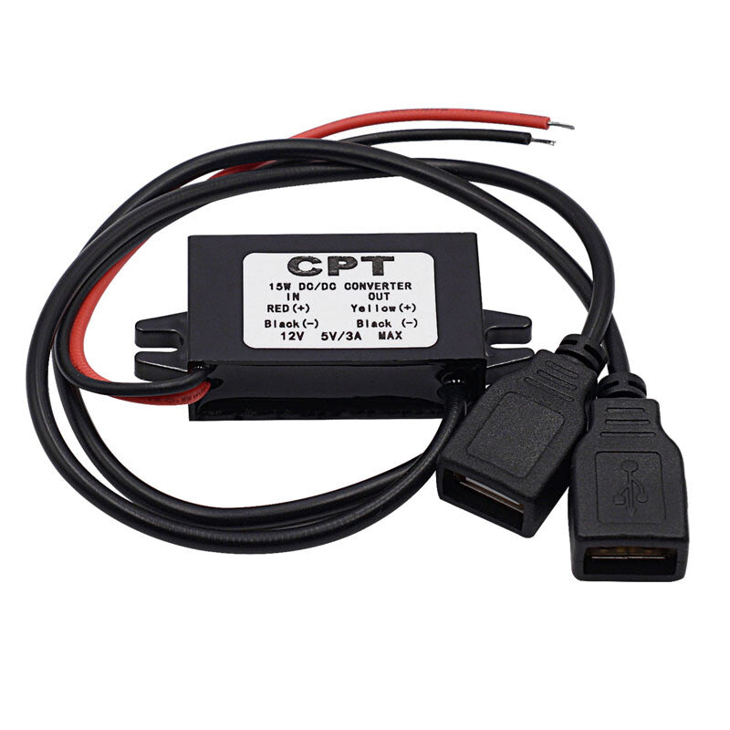 Car 3A 15W DC 12V to DC 5V Hard Wired Dual USB Charger Dash Cam Accessories Set v