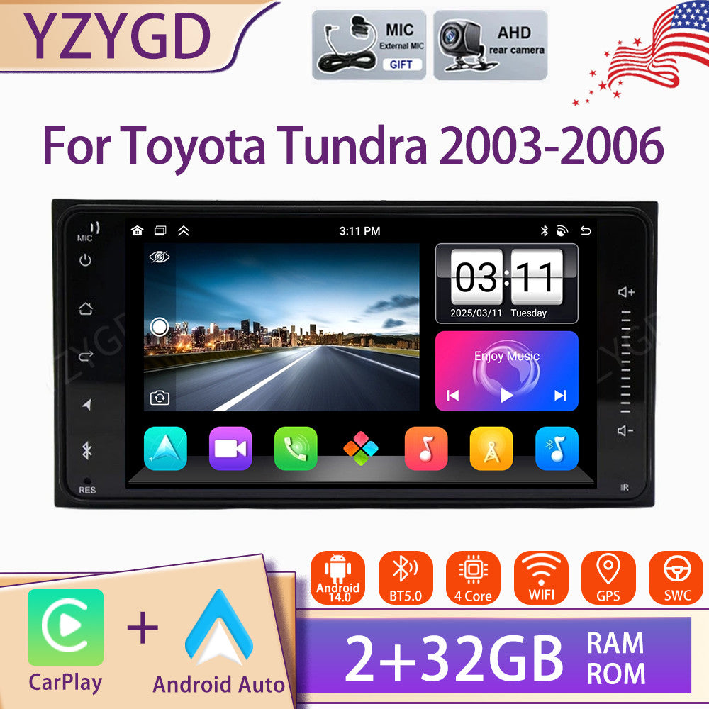 7inch Carplay Car Stereo Radio for Toyota Tundra 2003-2006 Android 14 GPS Screen