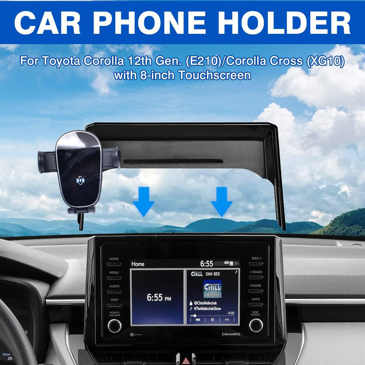 360-degree car phone holder for 2019-2024 for Corolla E210 with 8-inch screen. n