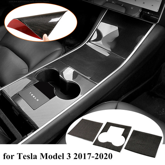 Real Carbon Fiber Center Console Cover Trim Kit for Tesla model 3 2018 2019 2020