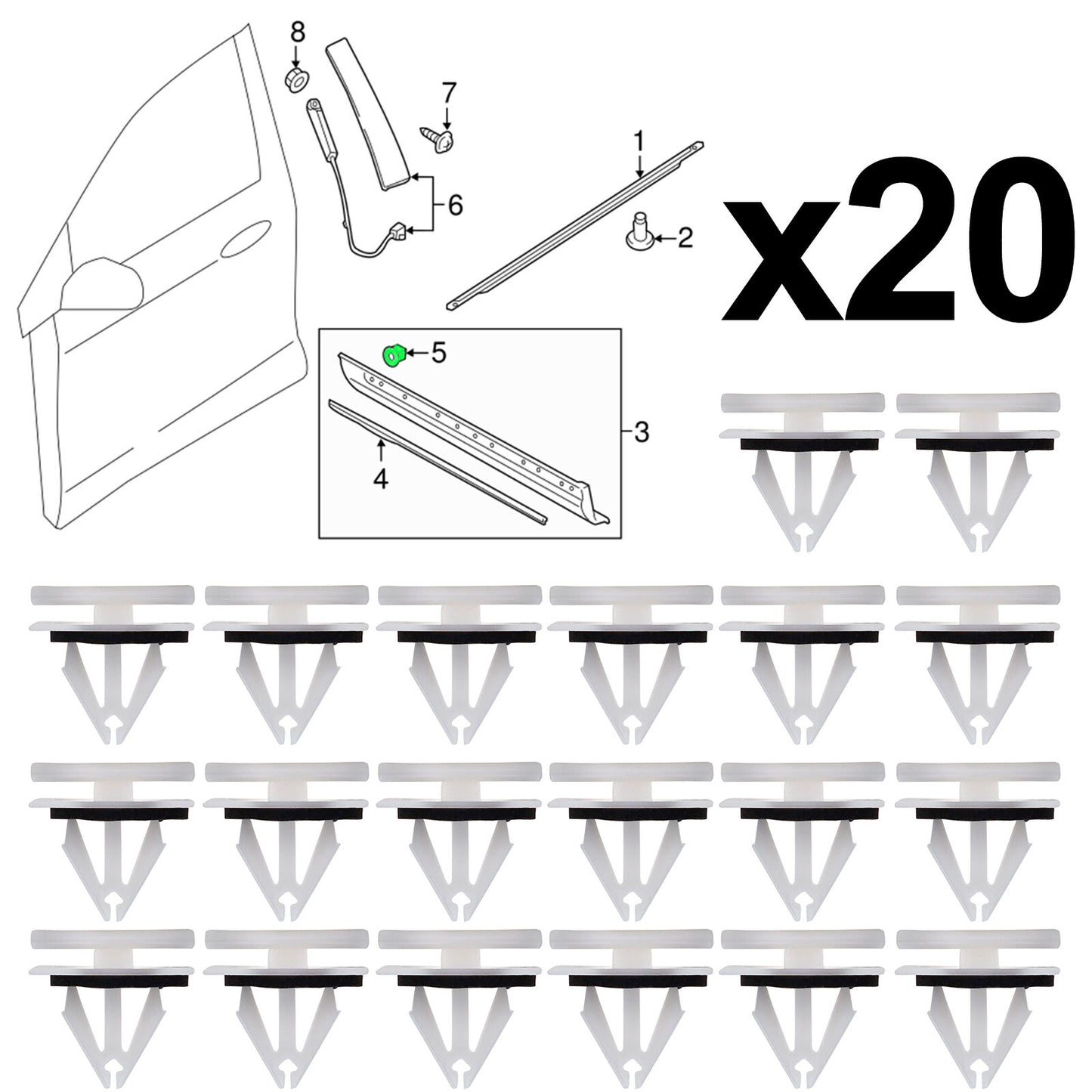 20 W/sealer Side Skirt Rocker Panel Molding Clips Retainer For F150 for Mustang Edge