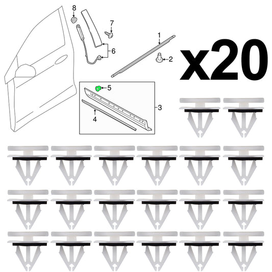 20 W/sealer Side Skirt Rocker Panel Molding Clips Retainer For F150 for Mustang Edge