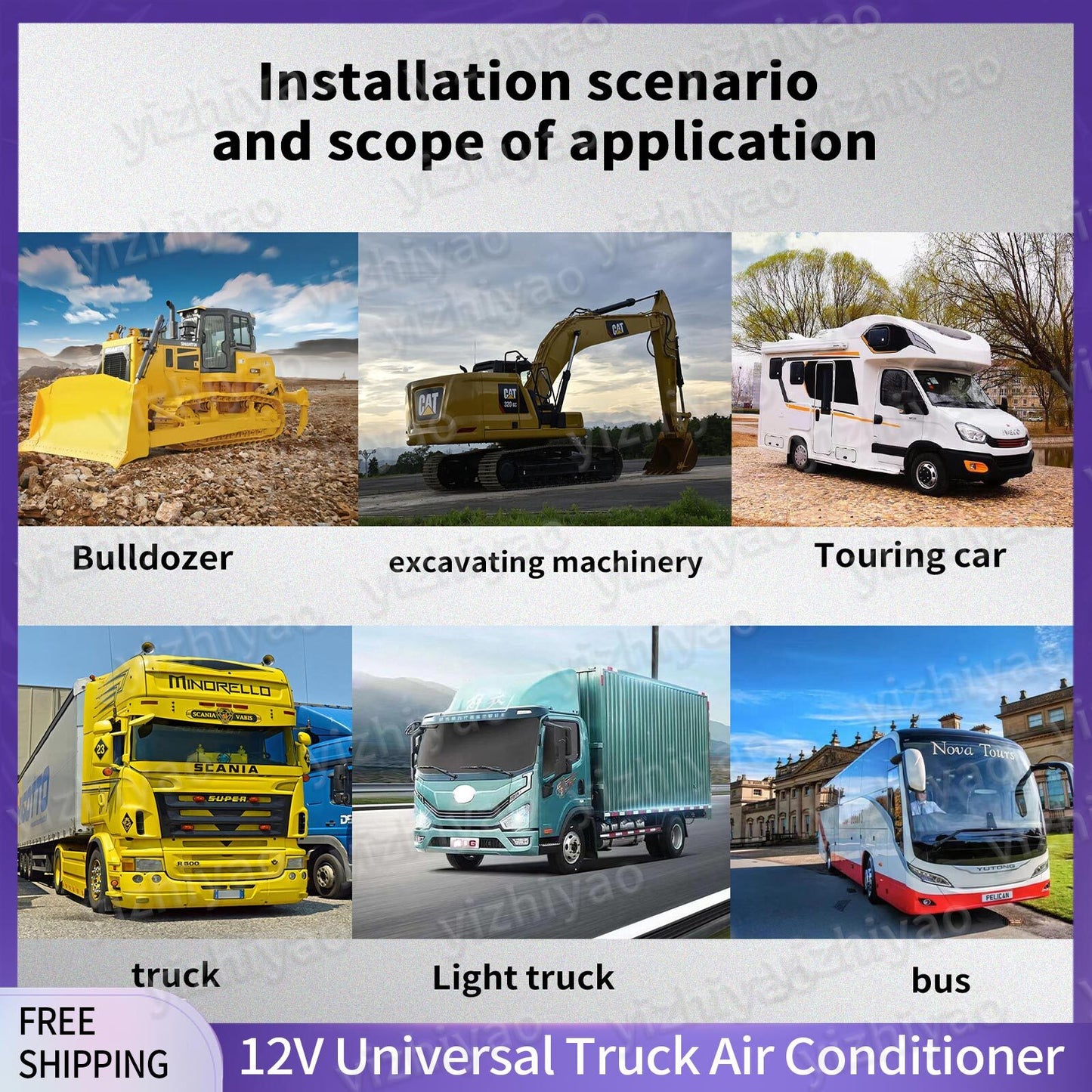 12V Car RV Truck Split Caravan Air Conditioner For Engineering Bus AC Q
