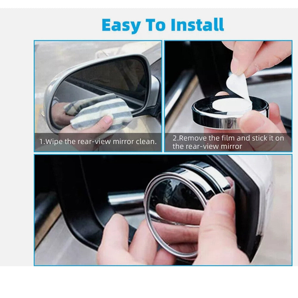 2x Blind Spot Mirrors Adjustable Round HD Glass Convex Side Car Rear View Mirror