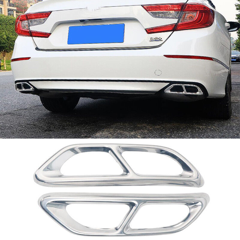 Chrome Rear Cylinder Exhaust Tailpipe Frame Trim Fit for Honda Accord 2018-2022