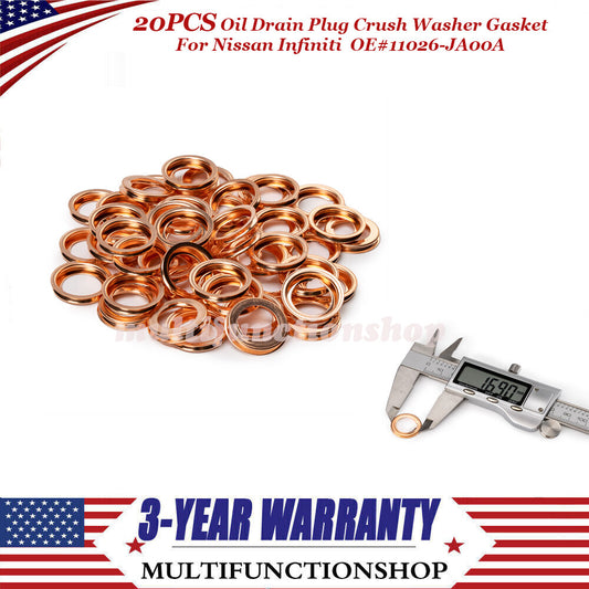 20PCS for Nissan for Infiniti 11026-JA00A Metal Oil Drain Plug Crush Washer Gasket Q