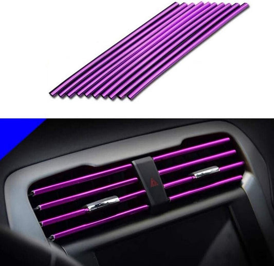 10-piece molded decorative strip for car air conditioning sockets in purple, suitable for Chevrolet .