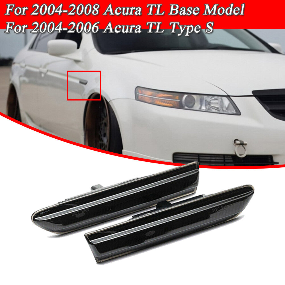 1 pair of smoked white LED front marker indicator lights suitable for 2004-2005 for Acura TL- v