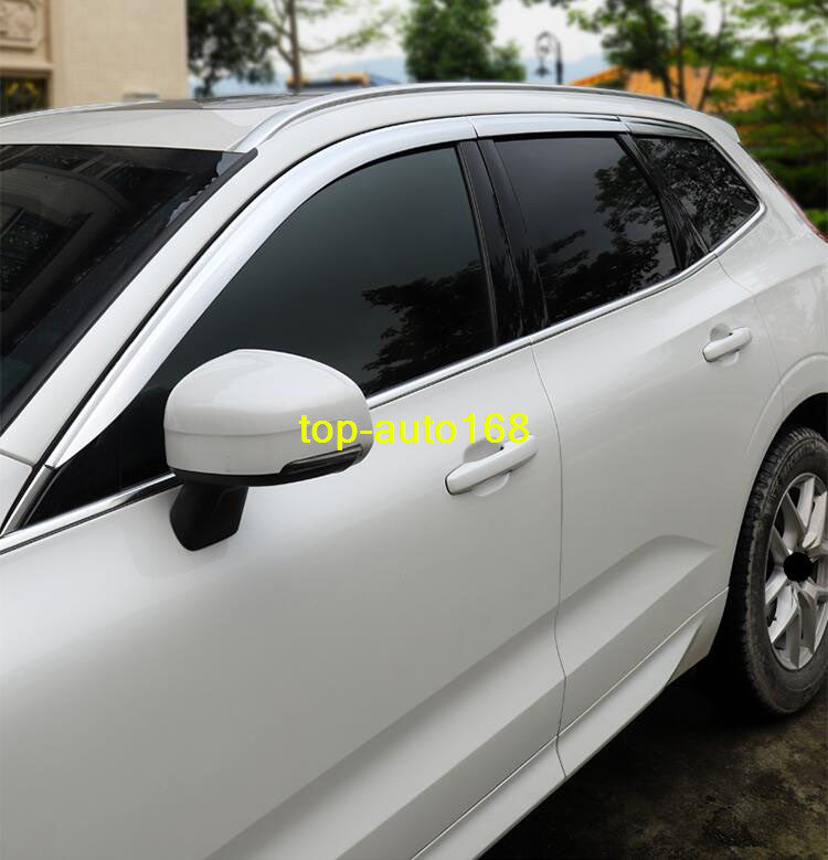 for Volvo XC60 2018-2024 Chrome Window Wind Visors Sun Rain Guard Vent Deflector